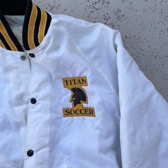 Vintage 80s Osh Kosh University of Wisconsin Titan Soccer Varsity Jacket Large - Picture 5 of 9